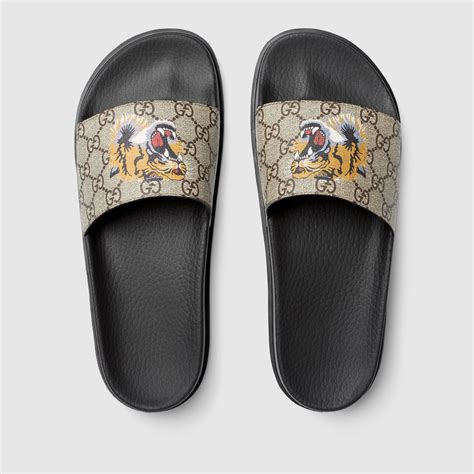 gucci supreme tiger slides replica|gucci slide gg supreme.